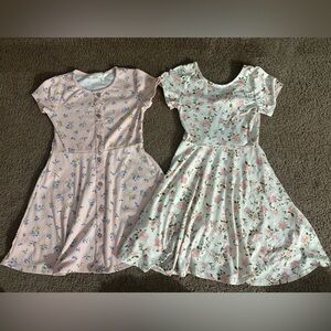 2 Floral Kids Dresses - Pink and White
